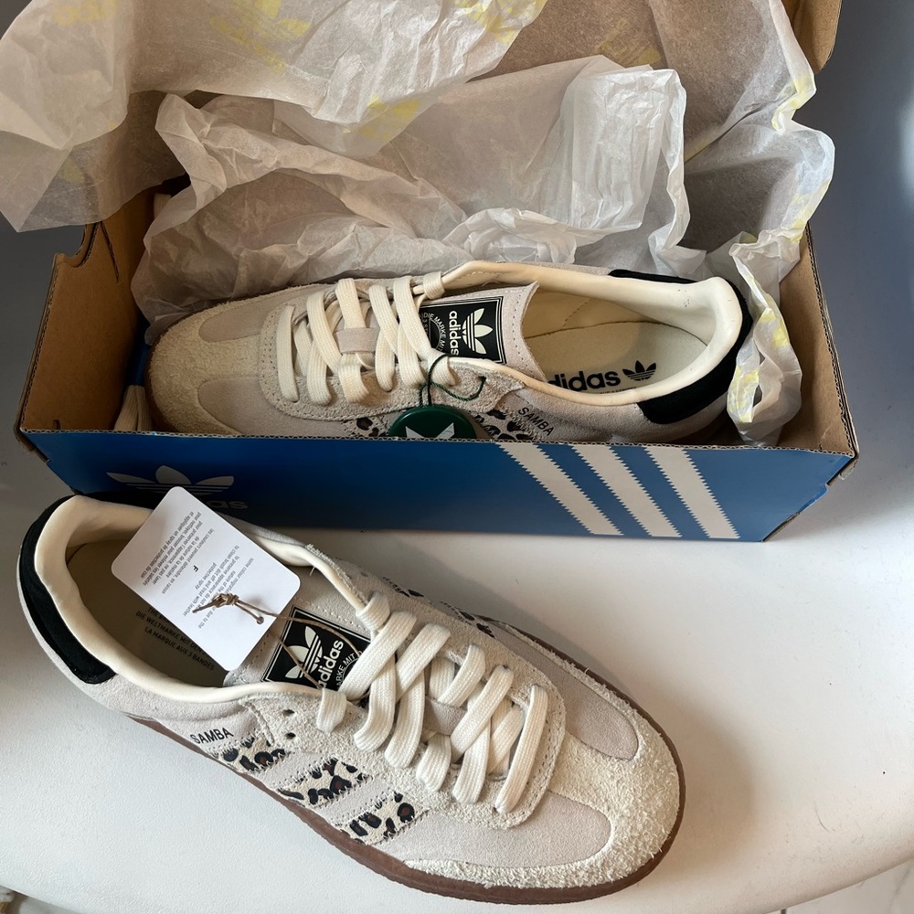 Brand new in box  never worn Leopard Adidas Samba